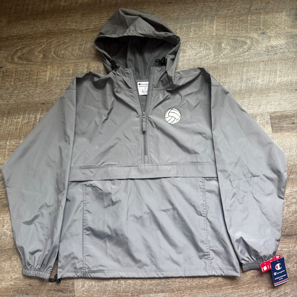 Champion Stadium Gear Windbreaker‎ Medium Regular Gray Volleyball Packable NEW